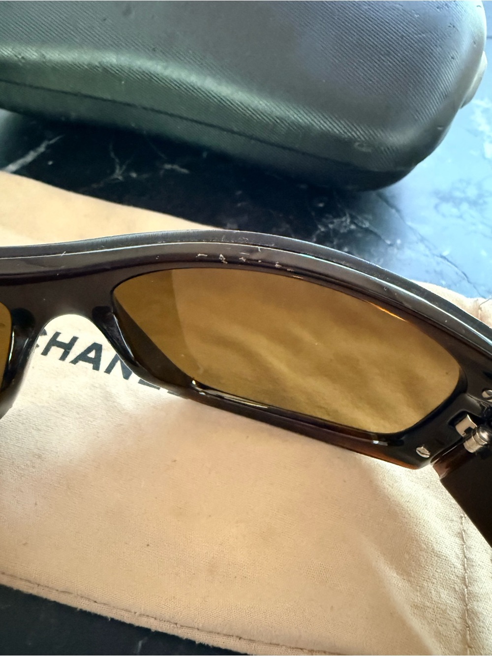 Vintage y2k CHANEL Brown Gradient Shield Sunglasses with Silver Logo Accent - Picture 10 of 13